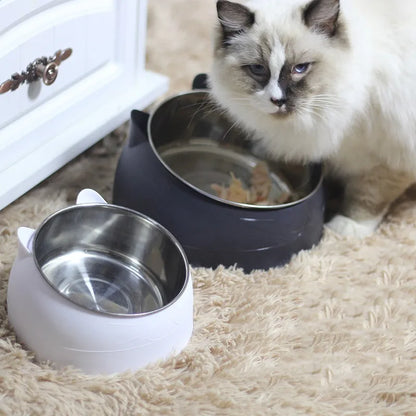 Cat Dog Bowl 15 Degrees Raised Stainless Steel Non Slip Puppy Base