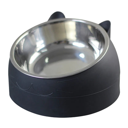 Cat Dog Bowl 15 Degrees Raised Stainless Steel Non Slip Puppy Base