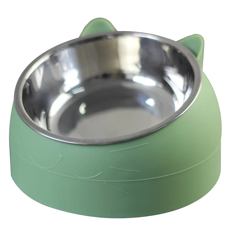 Cat Dog Bowl 15 Degrees Raised Stainless Steel Non Slip Puppy Base