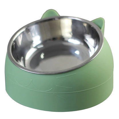 Cat Dog Bowl 15 Degrees Raised Stainless Steel Non Slip Puppy Base